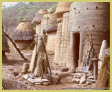 Traditional mud and thatch building materials are used exclusively in the construction of a 'Takienta' tower house of Koutammakou, Land of the Batammarimba (UNESCO world heritage site, Togo)